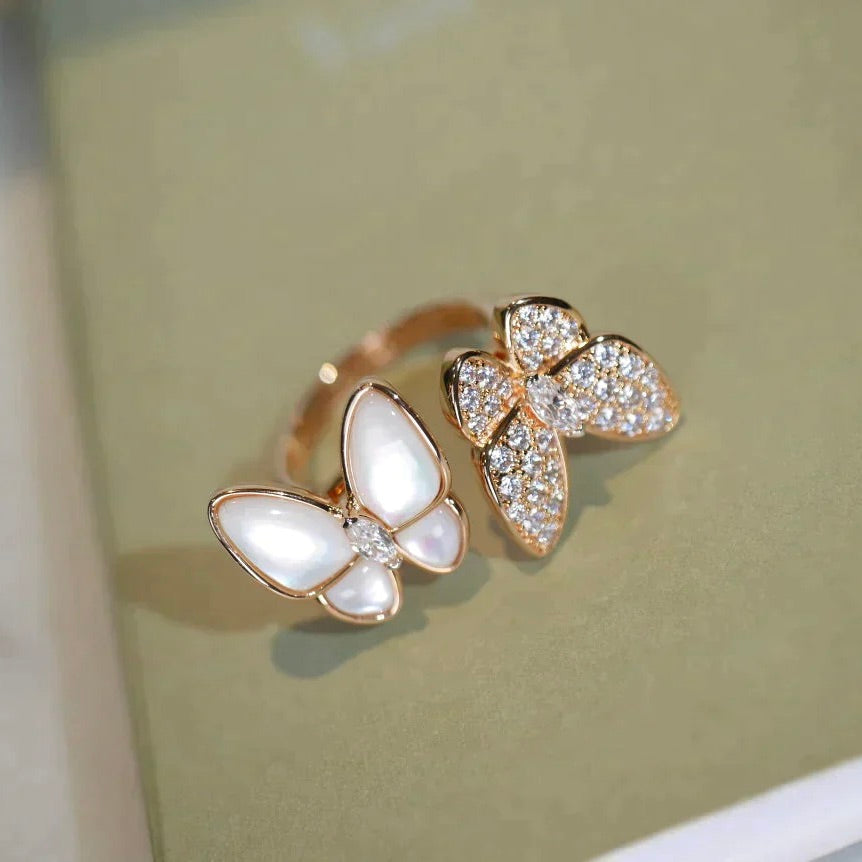 [⭐Renara]TWIN BUTTERFLY DIAMOND MOP RING