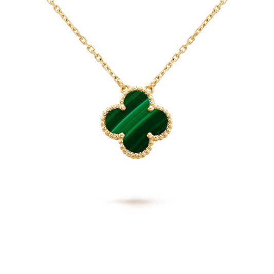 [⭐Renara]CLOVER 15MM MALACHITE SINGLE FLOWER  NECKLACE