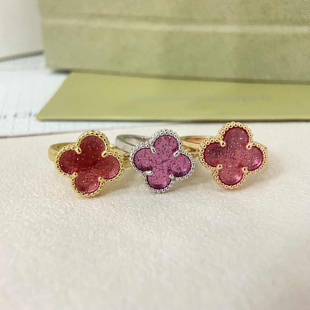 [⭐Renara]NEW ROSE QUARTZ FOUR-LEAF CLOVER RING