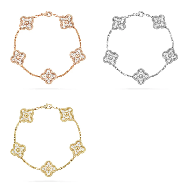 [⭐Renara] CLOVER 5 MOTIF FULL DIAMOND BRACELET COLLECTION