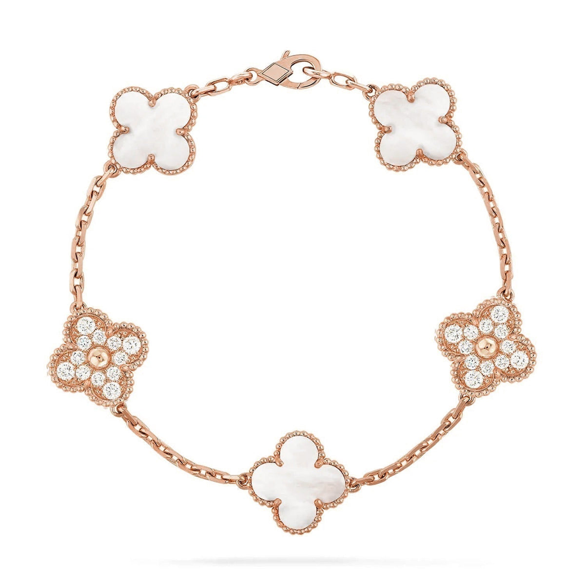 [⭐Renara]CLOVER WHITE PEARL MOP 5 MOTIF BRACELET COLLECTION