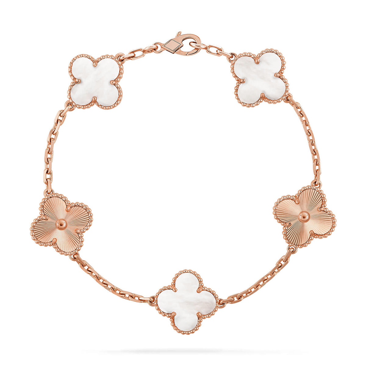 [⭐Renara]CLOVER WHITE PEARL MOP 5 MOTIF BRACELET COLLECTION