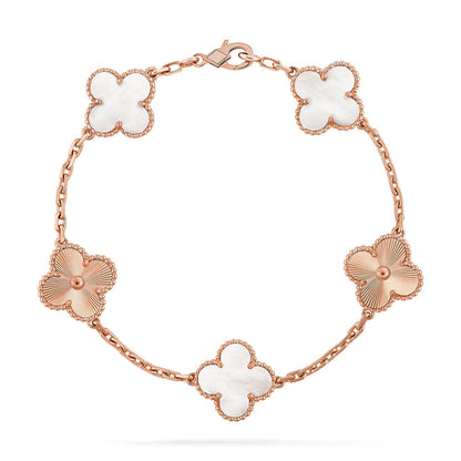 [⭐Renara]CLOVER WHITE PEARL MOP 5 MOTIF BRACELET COLLECTION