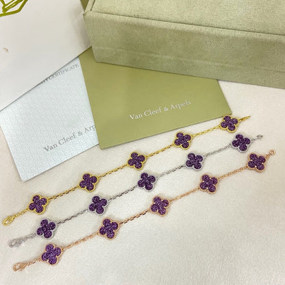 [⭐Renara]NEW PURPLE SAND-GOLD FOUR-LEAF CLOVER 5-FLOWER BRACELET