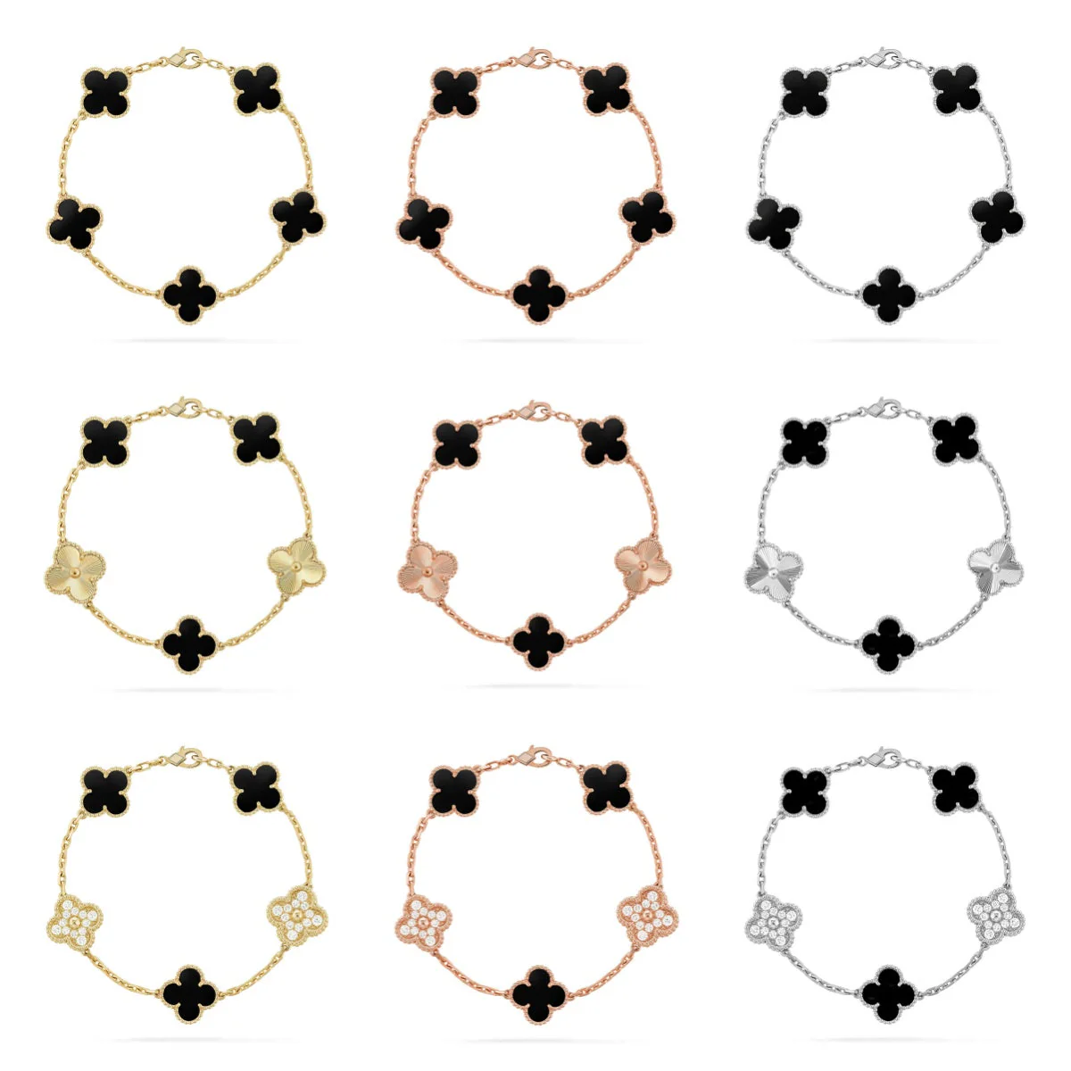 [⭐Renara] CLOVER 5 MOTIF ONYXS BRACELET COLLECTION