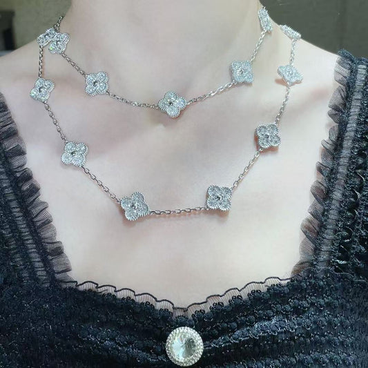 [⭐Renara]CLOVER 20 MOTIFS FULL-DIAMOND NECKLACE