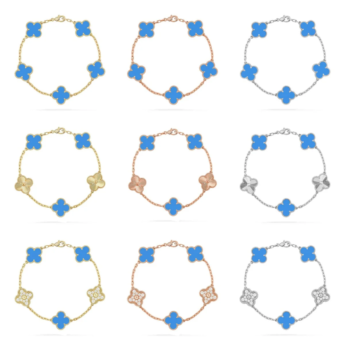 [⭐Renara] CLOVER 5 MOTIF BLUE AGATE BRACELET COLLECTION