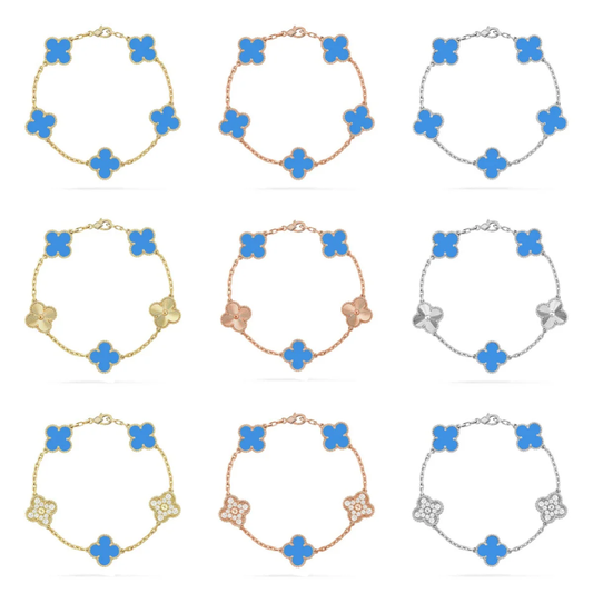 [⭐Renara] CLOVER 5 MOTIF BLUE AGATE BRACELET COLLECTION