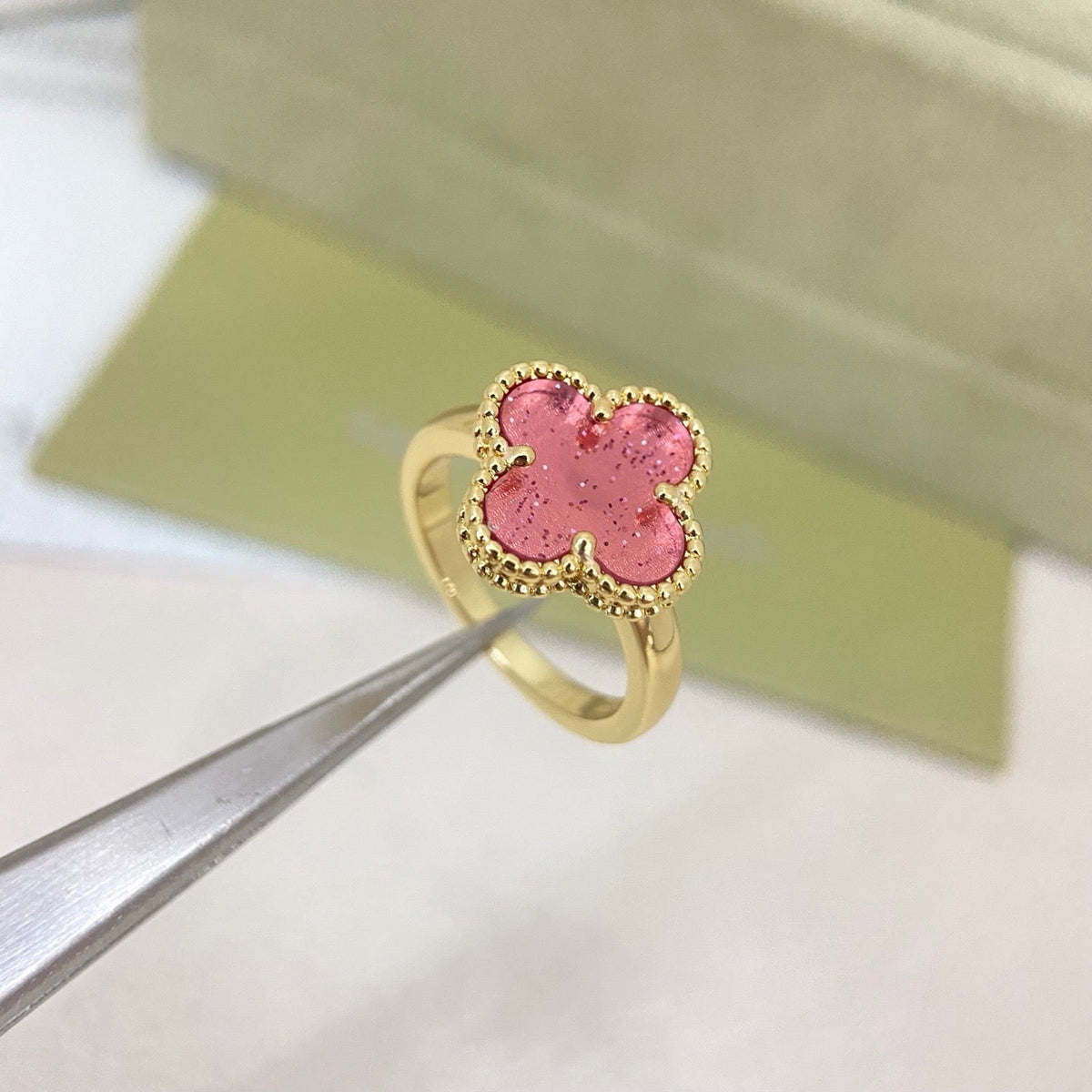 [⭐Renara]NEW ROSE QUARTZ FOUR-LEAF CLOVER RING