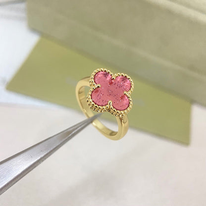 [⭐Renara]NEW ROSE QUARTZ FOUR-LEAF CLOVER RING