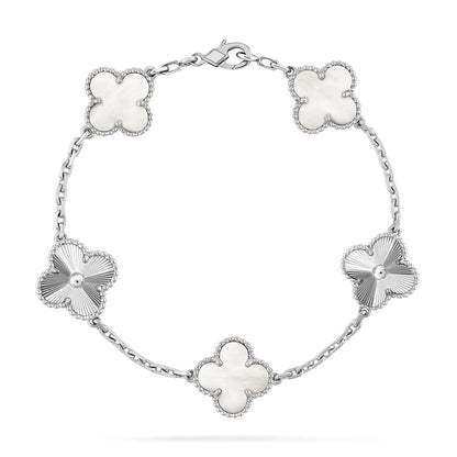 [⭐Renara]CLOVER WHITE PEARL MOP 5 MOTIF BRACELET COLLECTION