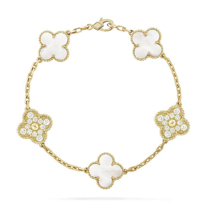 [⭐Renara]CLOVER WHITE PEARL MOP 5 MOTIF BRACELET COLLECTION