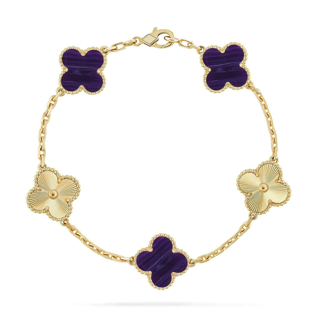 [⭐Renara]CLOVER 5 MOTIF PURPLE STRIPES BRACELET COLLECTION
