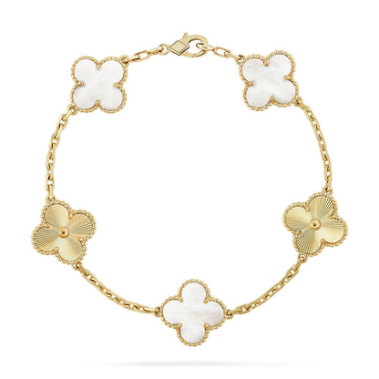 [⭐Renara]CLOVER WHITE PEARL MOP 5 MOTIF BRACELET COLLECTION