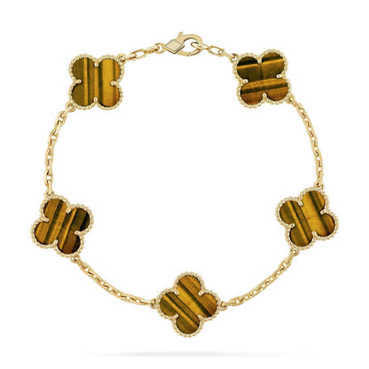 [⭐Renara] CLOVER 5 MOTIFS TIGER EYE BRACELET COLLECTION