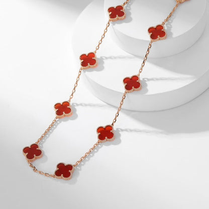 [⭐Renara]CLOVER 10 MOTIFS CARNELIAN NECKLACE