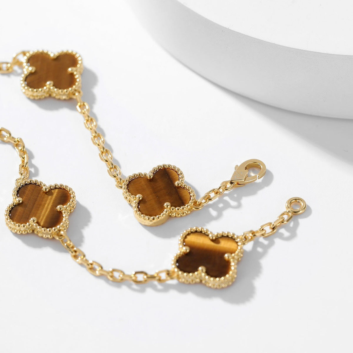 [⭐Renara]CLOVER 10 MOTIFS TIGER EYE NECKLACE