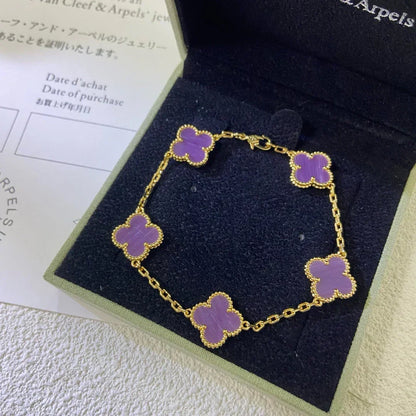 [⭐Renara] CLOVER 5 MOTIF VIOLET BRACELET COLLECTION