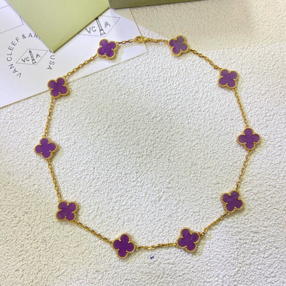 [⭐Renara Jewelry]CLOVER 10 MOTIFS  PURPLE VIOLET  NECKLACE
