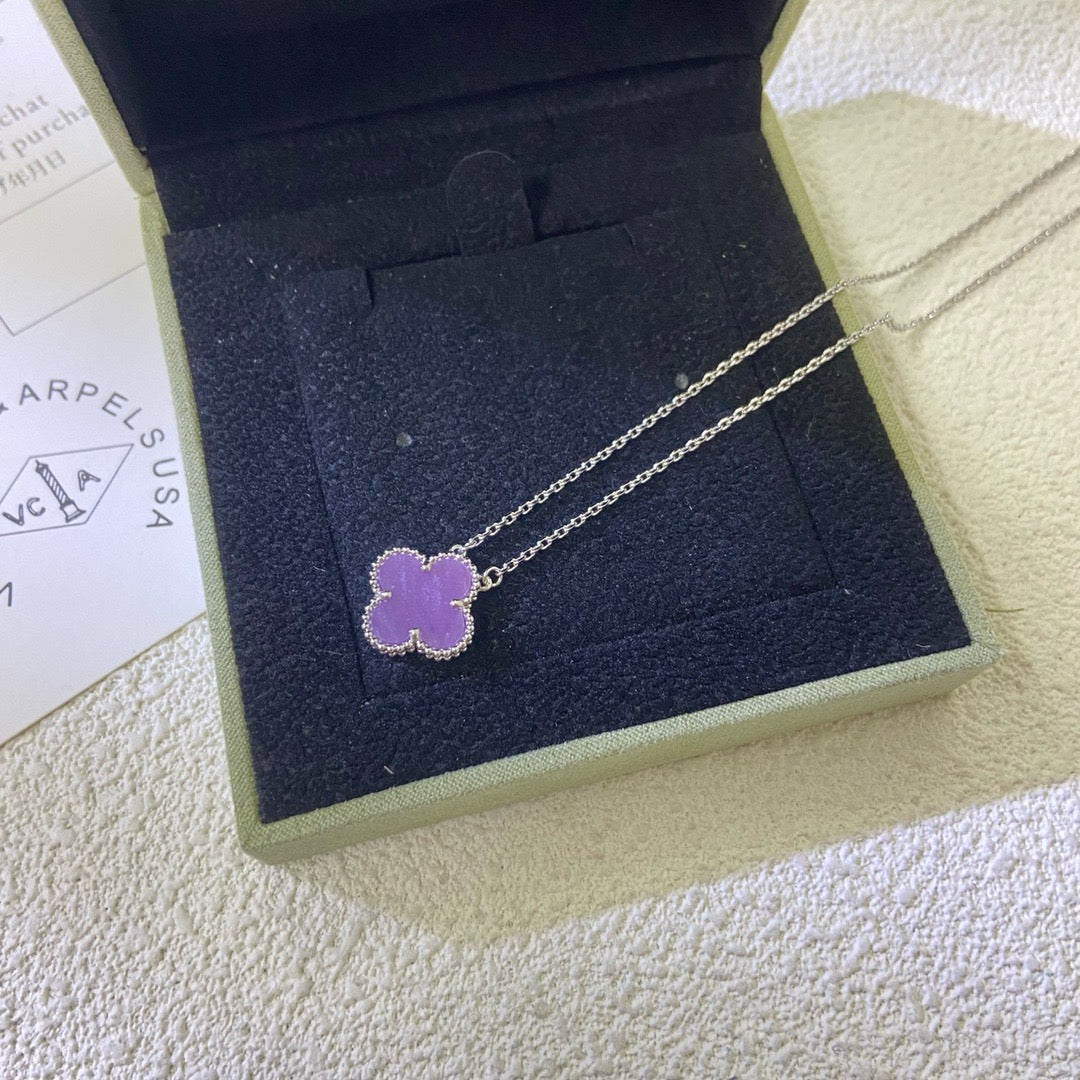 [⭐Renara Jewelry]CLOVER 15MM  PURPLE VIOLET NECKLACE