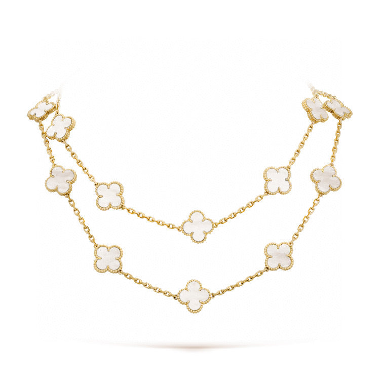 [⭐Renara]CLOVER 20 MOTIFS WHITE MOP NECKLACE