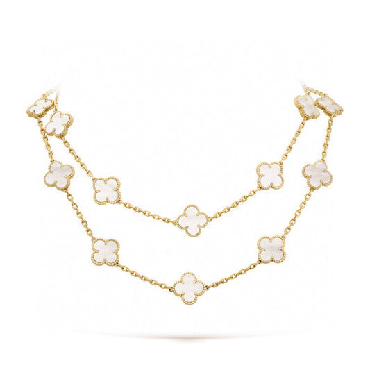 [⭐Renara]CLOVER 20 MOTIFS WHITE MOP NECKLACE