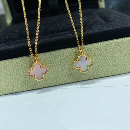 [⭐Renara]CLOVER 15MM PINK MOTHER-OF-PEARL SINGLE FLOWER NECKLACE