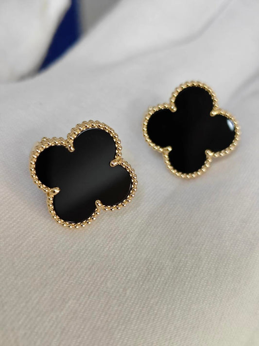 [⭐Renara]CLOVER 20MM BLACK MOP EARRINGS