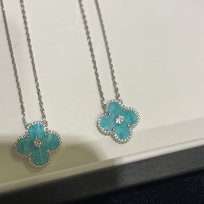 [⭐Renara]CLOVER 15MM DIAMOND SVRES PORCELAIN  NECKLACE SILVER