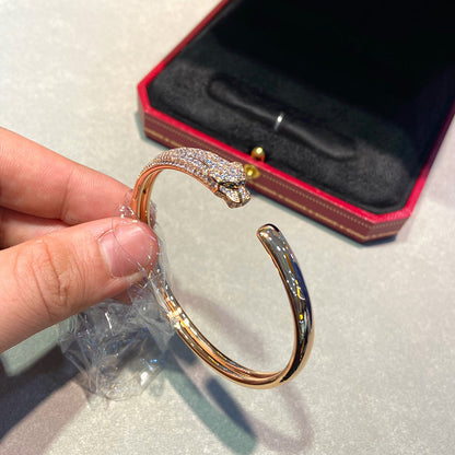 [⭐Renara]PANTHERE HALF DIAMOND OPEN BRACELET