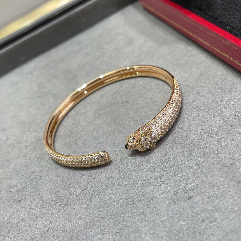 [⭐Renara]PANTHERE FULL DIAMOND OPEN BRACELET