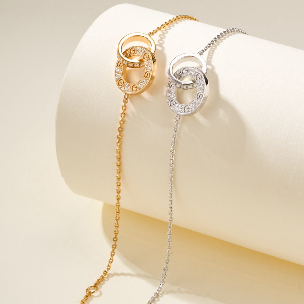 [⭐Renara]LOVE DOUBLE RING FULL DIAMOND BRACELET