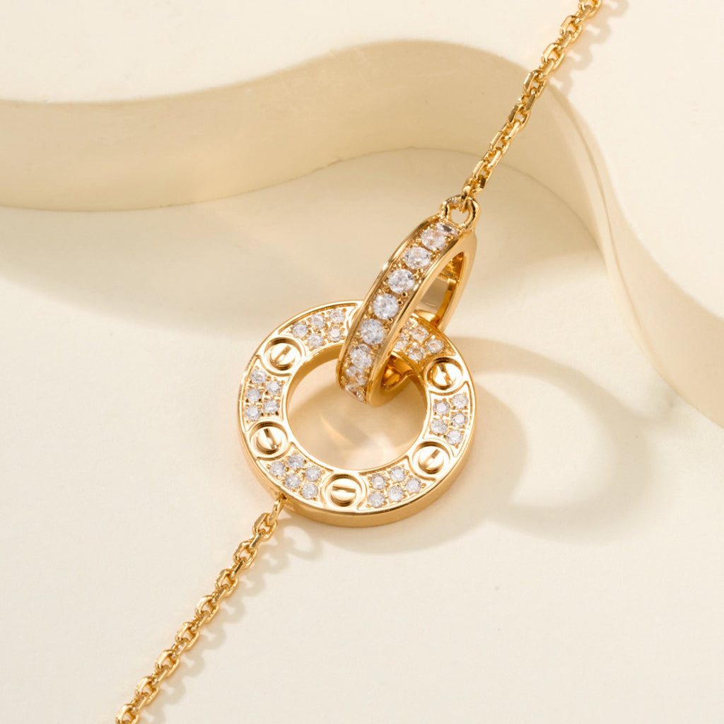 [⭐Renara]LOVE DOUBLE RING FULL DIAMOND BRACELET