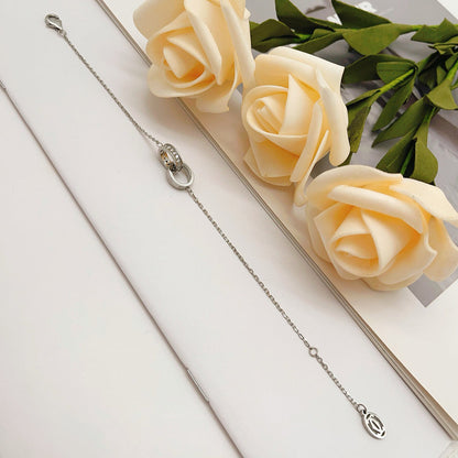 [⭐Renara]LOVE DOUBLE RING HALF DIAMOND BRACELET
