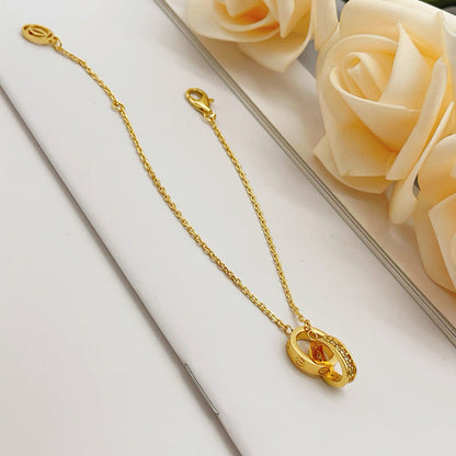 [⭐Renara]LOVE DOUBLE RING HALF DIAMOND BRACELET