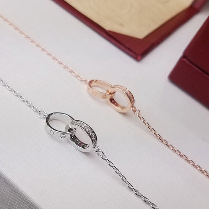 [⭐Renara]LOVE DOUBLE RING HALF DIAMOND BRACELET