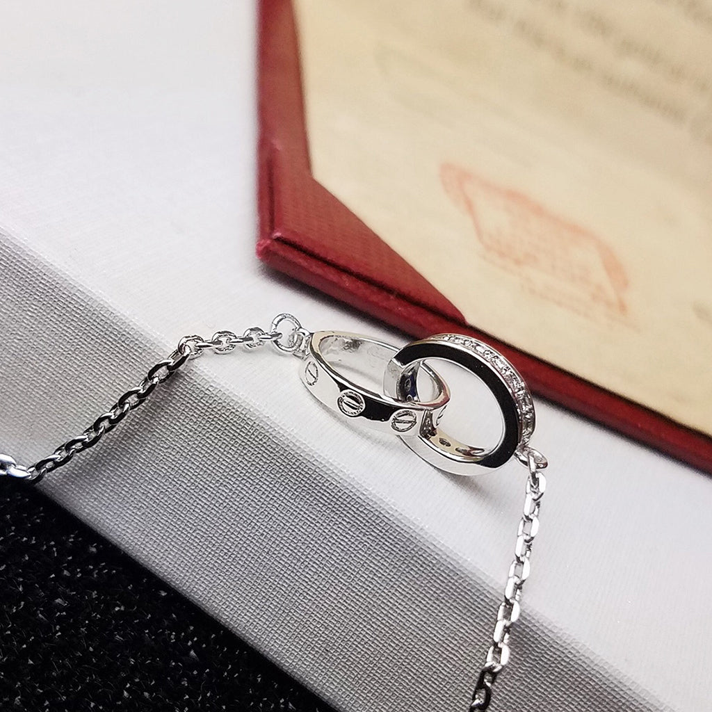 [⭐Renara]LOVE DOUBLE RING HALF DIAMOND BRACELET