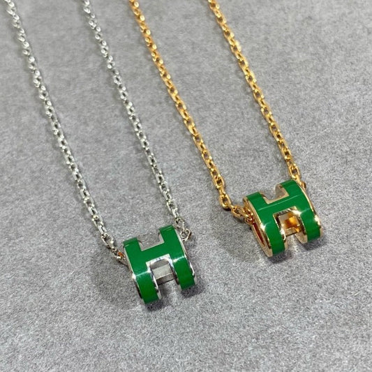[⭐Renara]POP H GREEN NECKLACE SILVER AND GOLD