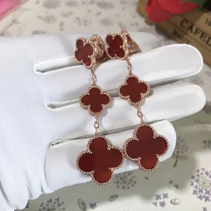 [⭐Renara]CLOVER 3 MOTIF CARNELIAN DROP EARRINGS