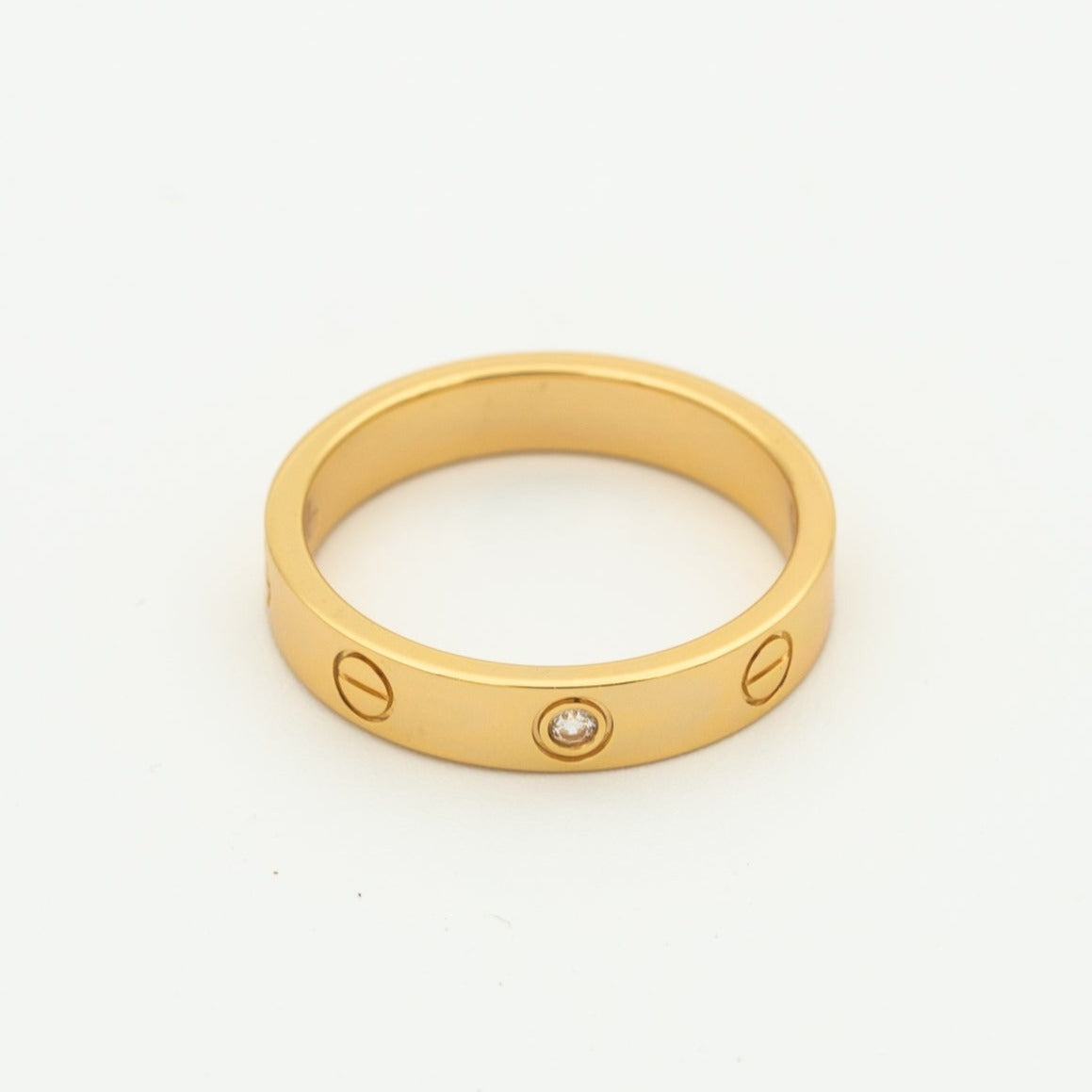 [⭐Renara]LOVE RING 4MM 1 DIAMOND PINK GOLD