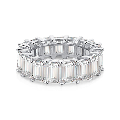 [Lucky Jewelry]0.75 Carat Elegant Emerald Cut Tennis Ring