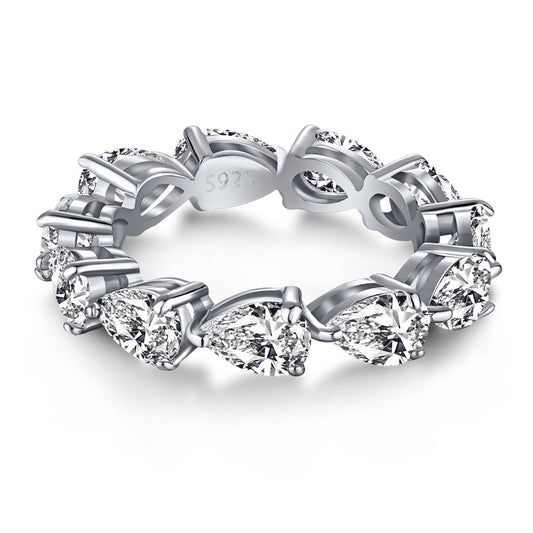 [Lucky Jewelry]Exquisite Pear Cut Tennis Ring