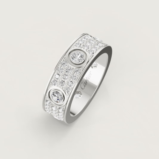 [⭐Renara]LOVE RING 6.5MM Full Diamond, 6 Major Diamonds Silver