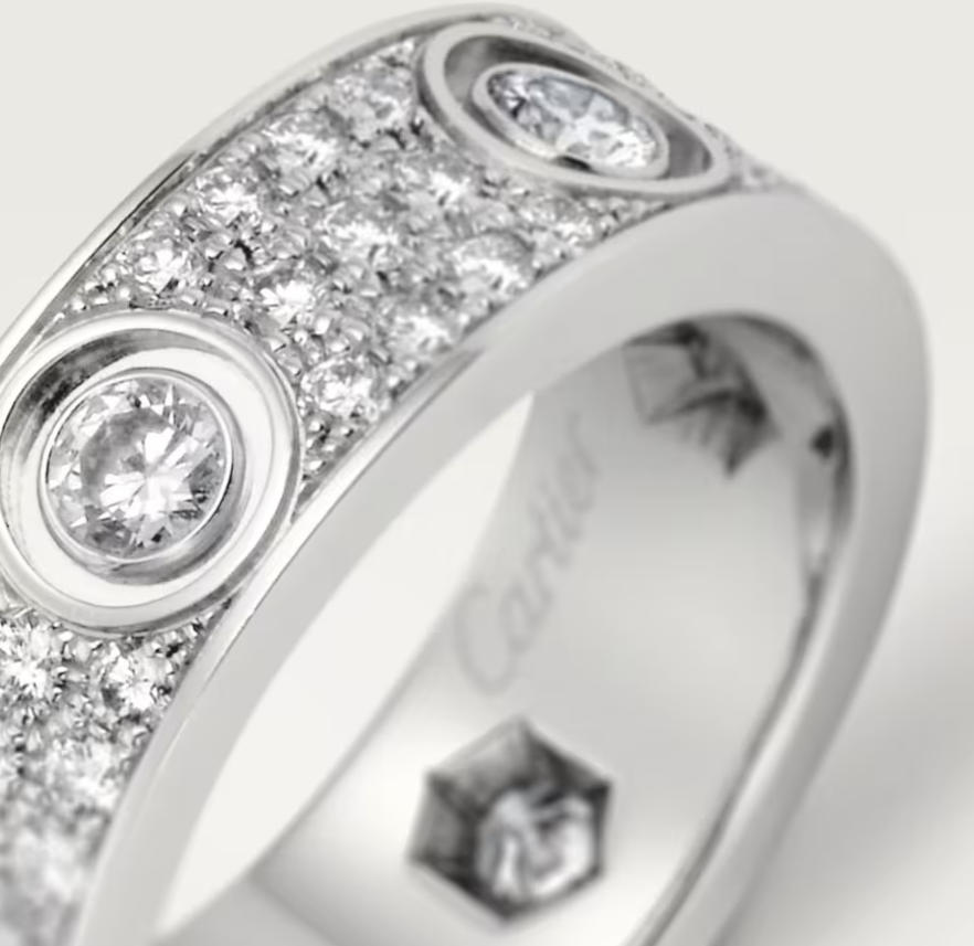 [⭐Renara]LOVE RING 6.5MM Full Diamond, 6 Major Diamonds Silver