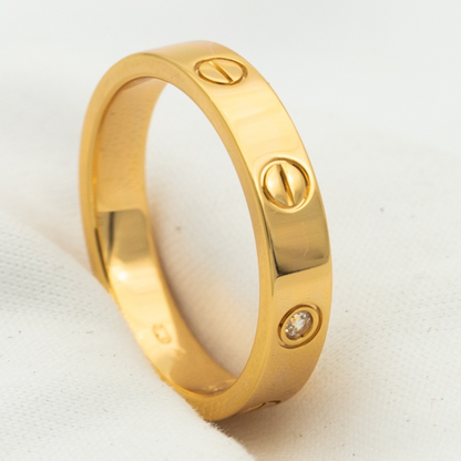 [⭐Renara]LOVE RING 4MM 1 DIAMOND PINK GOLD