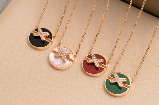 [⭐Renara]JEUX DE PINK GOLD DIAMOND NECKLACE