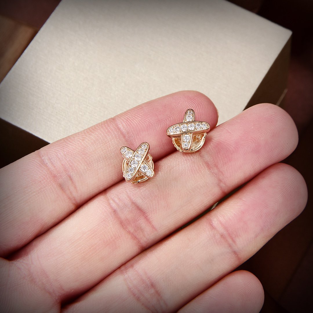 [⭐Renara]JEUX DE GOLD DIAMOND EARRINGS