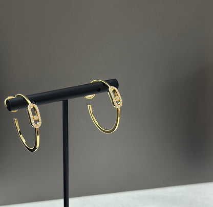 [⭐Renara]CREOLES MOVE UNO PM DIAMOND EARRINGS