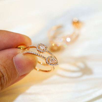 [⭐Renara]CREOLES MY TWIN 2 RANGS SILVER DIAMOND EARRINGS