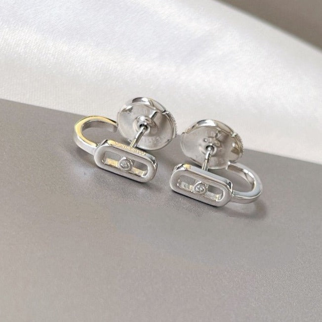 [⭐Renara]CREOLES MOVE UNO MINI 1 DIAMOND EARRINGS